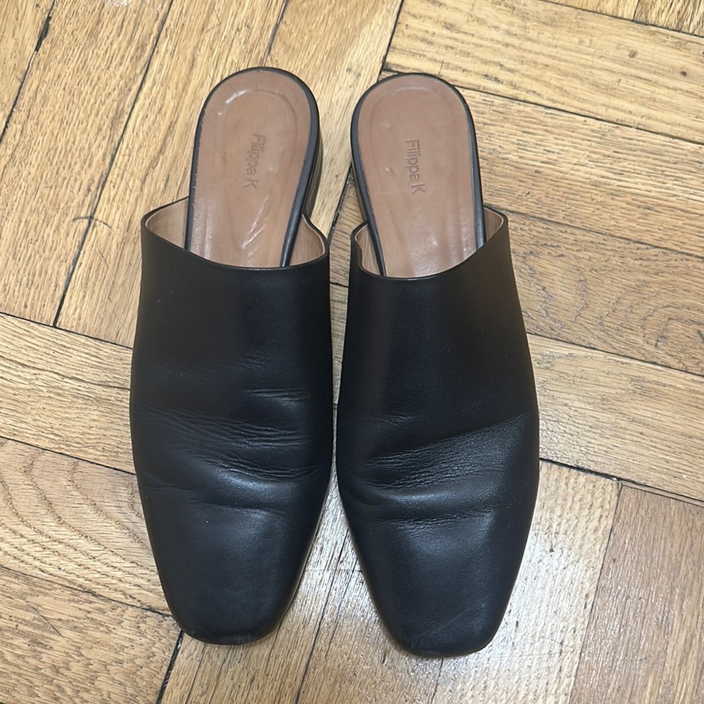 Swedish Brand Filippa K Leather upper/lining/socks Mules with Square Toe